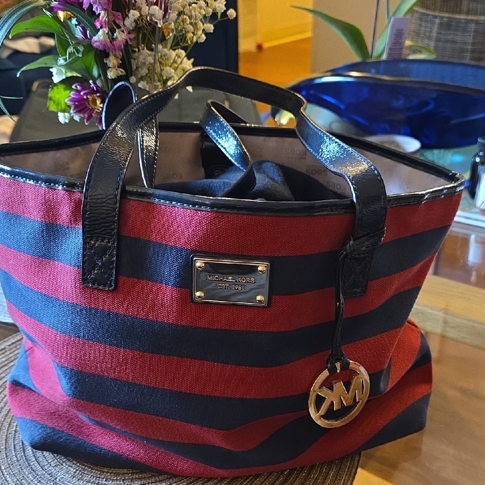 Michael Kors Red and Black Nautical Tote A-6